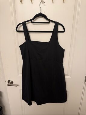 aerie Black Mini Dress with Square Neck and Wide Straps